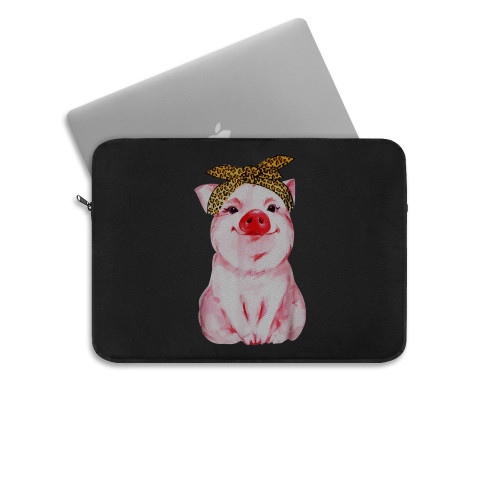 Cute Pig With Leopard Bandana Laptop Sleeve