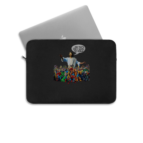 Jesus And Marvel Universe Save The World Laptop Sleeve