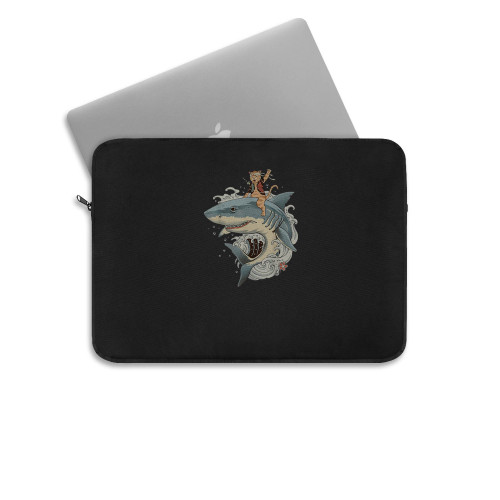 Shark Catana Cat Riding Shark Laptop Sleeve