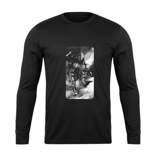 Grayfox Cyborg Ninja Frank Jaeger Grayscale Long Sleeve T-Shirt Tee