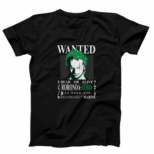 Roronoa Zoro Wanted Dead Or Live Anime One Piece Mens T-Shirt Tee