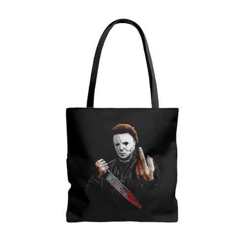 Halloween Middle Finger Michael Myers Tote Bags