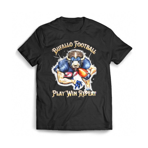 Buffalo Football Play Win Repeat Mens T-Shirt Tee