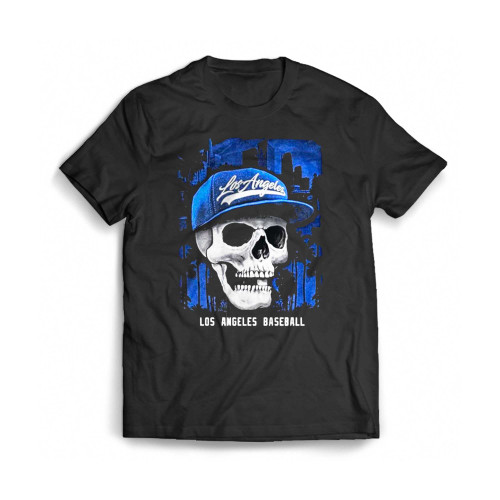 Los Angeles Baseball Cool Skull Mens T-Shirt Tee