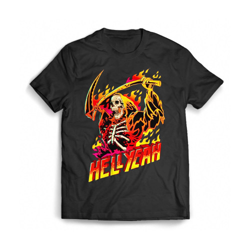 Skull Skeleton Grim Reaper Death Hell Yeah Mens T-Shirt Tee