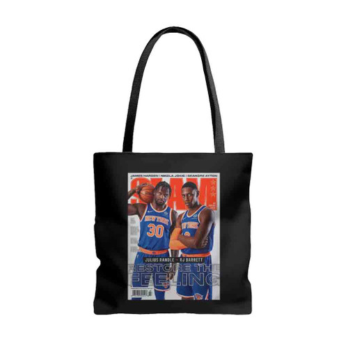 Julius Randle And Rj Barrett New York Knicks Nba Slam Cover Tote Bags