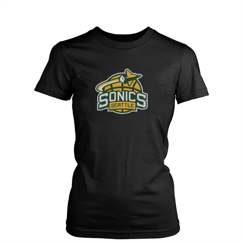 Super Sonics Seattle Basketball Womens T-Shirt Tee Super Sonics Seattle Basketball Womens T-Shirt Tee