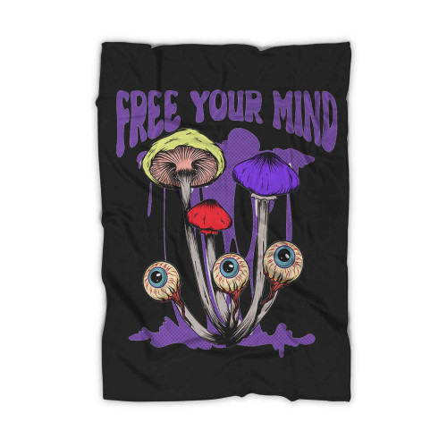 Free Mind Trippy Psychedelic Mushroom Psychedelic Blanket