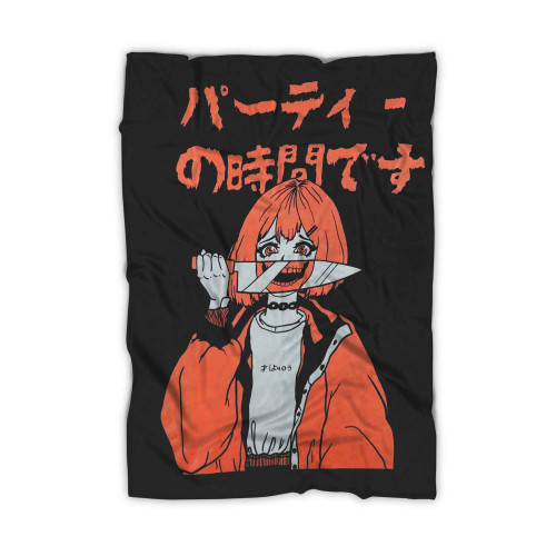 Party Time Peach Anime Cute Girl Large Blanket