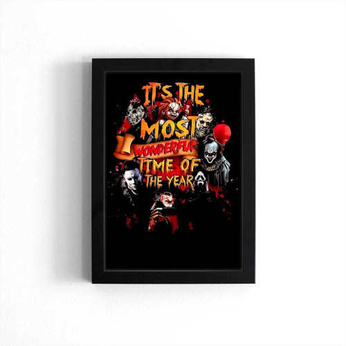 Chucky Jason Freddy Pennywise Halloween Most Wonderful Time Of The Year Poster