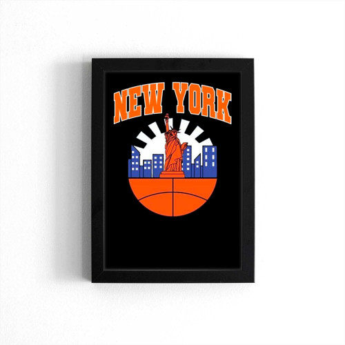 New York Basketball Colorful Cityscape Poster