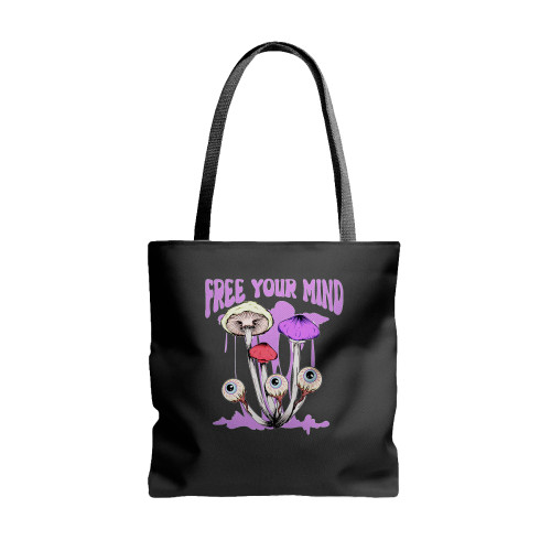 Free Mind Trippy Psychedelic Mushroom Psychedelic Tote Bags