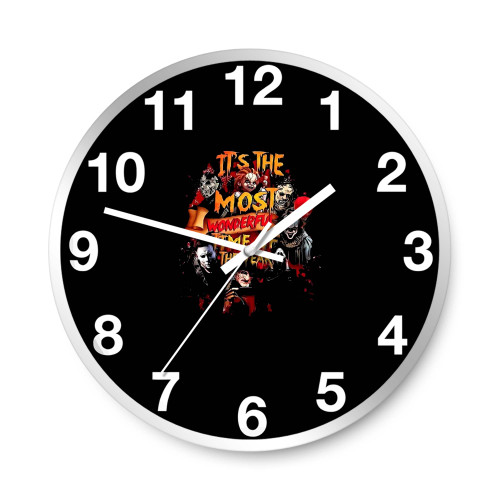 Chucky Jason Freddy Pennywise Halloween Most Wonderful Time Of The Year Wall Clocks