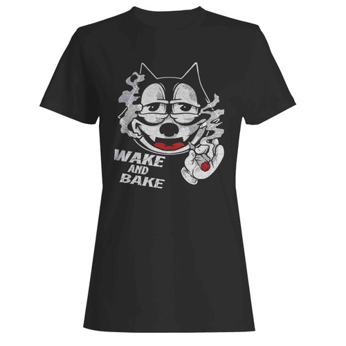 Felix Cat Smoke Weed Wake & Bake Cannabis Women's T-Shirt Tee