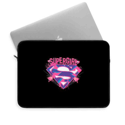 Pink And Purple Grunge Logo Supergirl Laptop Sleeve