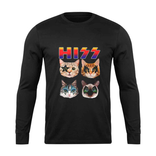 Funny Cat Hiss Rock And Roll For Cat Lover Long Sleeve T-Shirt Tee