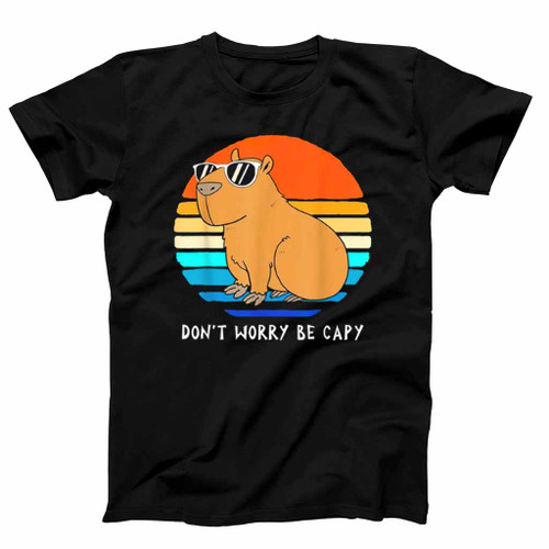 Retro Rodent Funny Capybara Dont Be Worry Be Capy Mens T-Shirt Tee