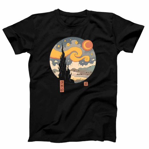 Van Gogh Starry Night Japanese Style Mens T-Shirt Tee