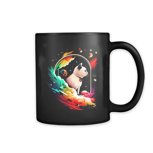 Astronaut Cat Or Funny Space Cat On Galaxy Mug