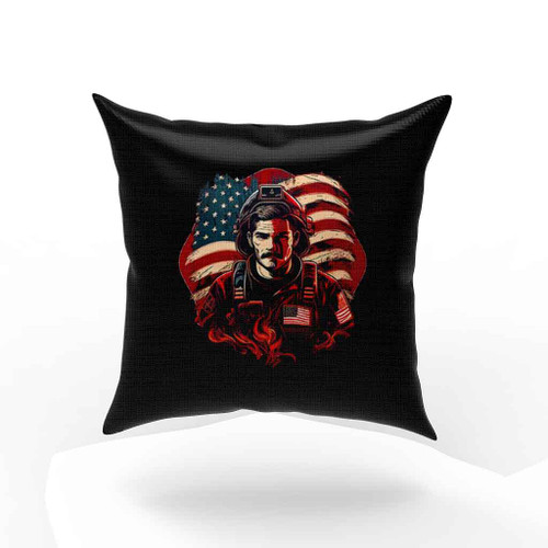 American Flag Firefighter Usa United States Badge Pillow Case Cover