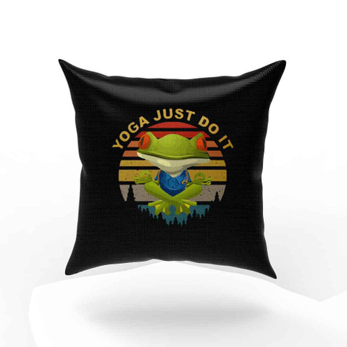 Yoga Just Do It Vintage Retro Frog Pillow Case Cover