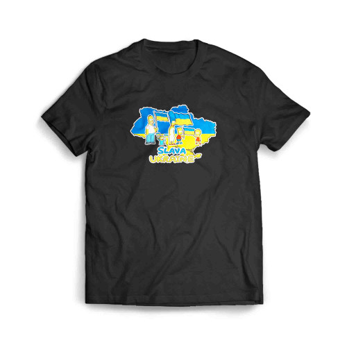 Slava Ukraini Flag Simpsons Men's T-Shirt