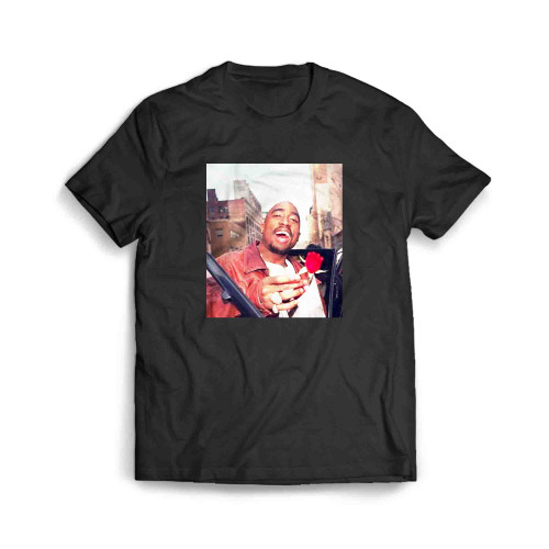 Tupac 2Pac With A Rose Valentines Day Men's T-Shirt