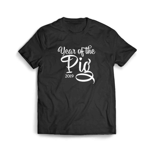 Year Of The Pig Cursive 2019 Chinese Zodiac Wealth Good Fortune Men's T-Shirt