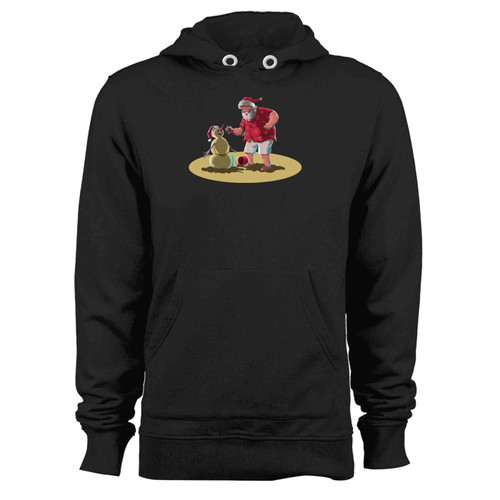 Christmas Beach Santa Clause & Snowman Hoodie