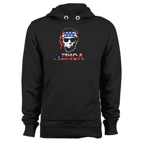 Merica Abe Lincoln4Th Of July American Flag Murica Hoodie