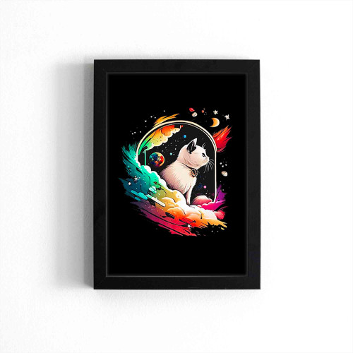 Astronaut Cat Or Funny Space Cat On Galaxy Poster