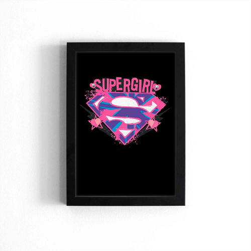 Pink And Purple Grunge Logo Supergirl Poster