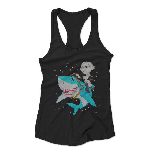 George Washington Riding A Shark Women Racerback Tank Top