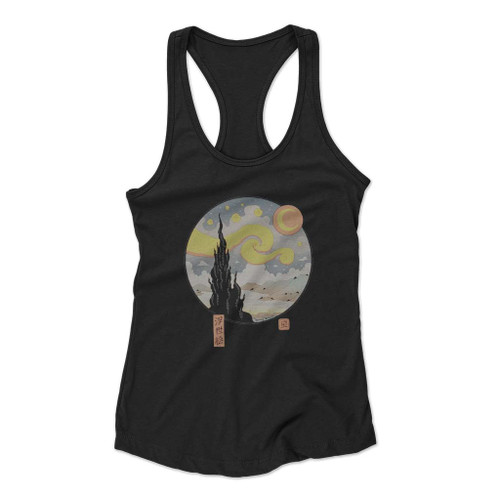 Van Gogh Starry Night Japanese Style Women Racerback Tank Top