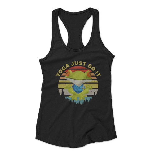 Yoga Just Do It Vintage Retro Frog Women Racerback Tank Top Yoga Just Do It Vintage Retro Frog Women Racerback Tank Top