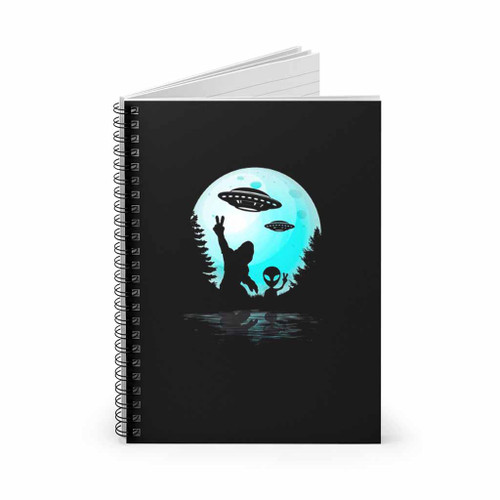 Bigfoot Shirt Alien And Bigfoot Moon Bigfoot Believer Spiral Notebook