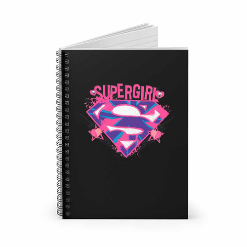 Pink And Purple Grunge Logo Supergirl Spiral Notebook