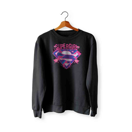 Pink And Purple Grunge Logo Supergirl Sweatshirt Sweater