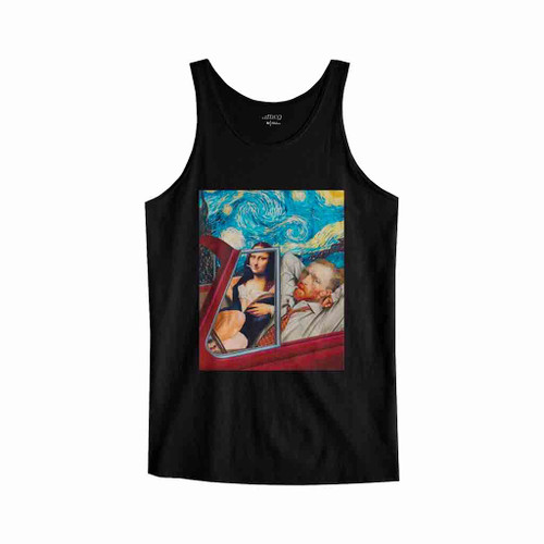 Funny Mona Lisa With Vincent Van Gogh Starry Night Tank Top
