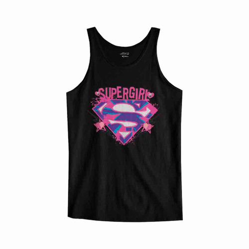 Pink And Purple Grunge Logo Supergirl Tank Top