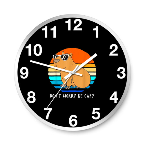 Retro Rodent Funny Capybara Dont Be Worry Be Capy Wall Clocks