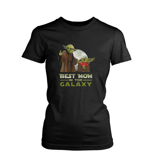 Death Star Yoda And Baby Yoda Best Mom In The Galaxy Womens T-Shirt Tee