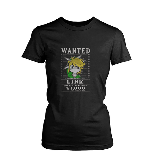 Legend Of Zelda Wanted Link Hyrule Police Department Womens T-Shirt Tee