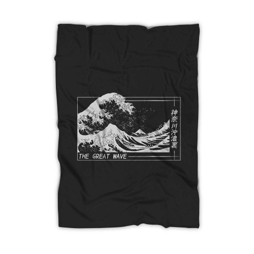 The Great Wave Japanese Kanji Blanket