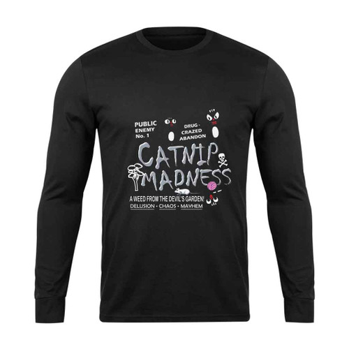 Funny Cat Shirts For Women Men Catnip Madness Cute Cat Long Sleeve T-Shirt Tee