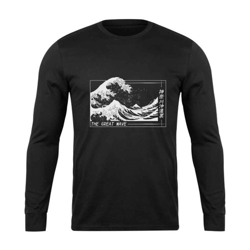 The Great Wave Japanese Kanji Long Sleeve T-Shirt Tee