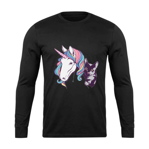 Unicorn And Cat Long Sleeve T-Shirt Tee