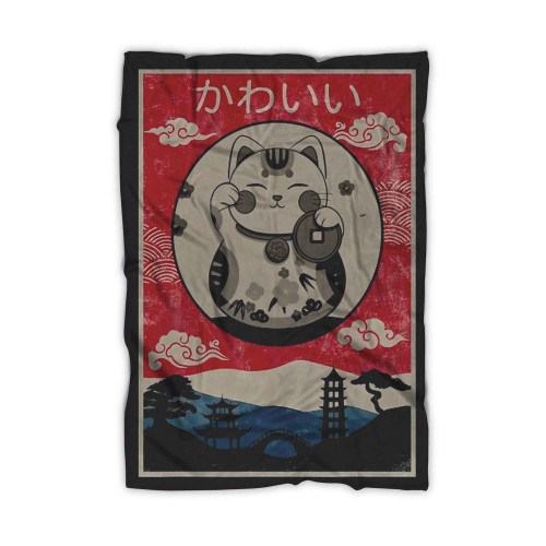 Anime Vintage Kawaii Cat Anime Blanket