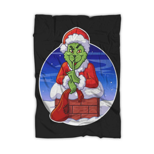 Christmas Tree Grinch Santa Claus Blanket