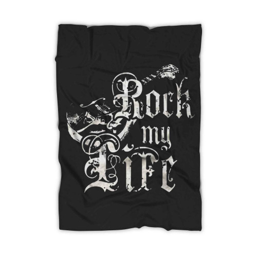 Cool Vintage Rock My Life Guitar Blanket